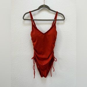 LULUS Burnt Orange Ribbed One-Piece Swimsuit Sz. M